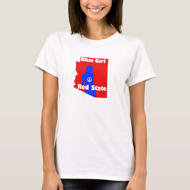 T-shirt Fille bleue dans un état rouge - Arizona (Devant)