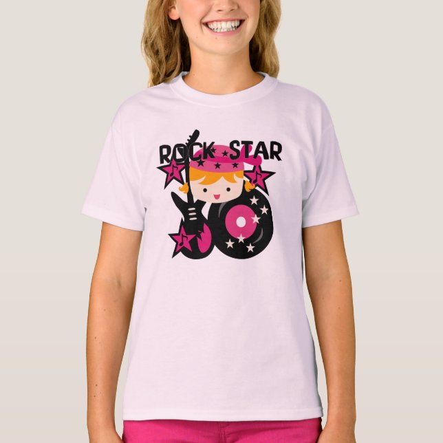 T-shirt Fille blonde de vedette du rock (Devant)