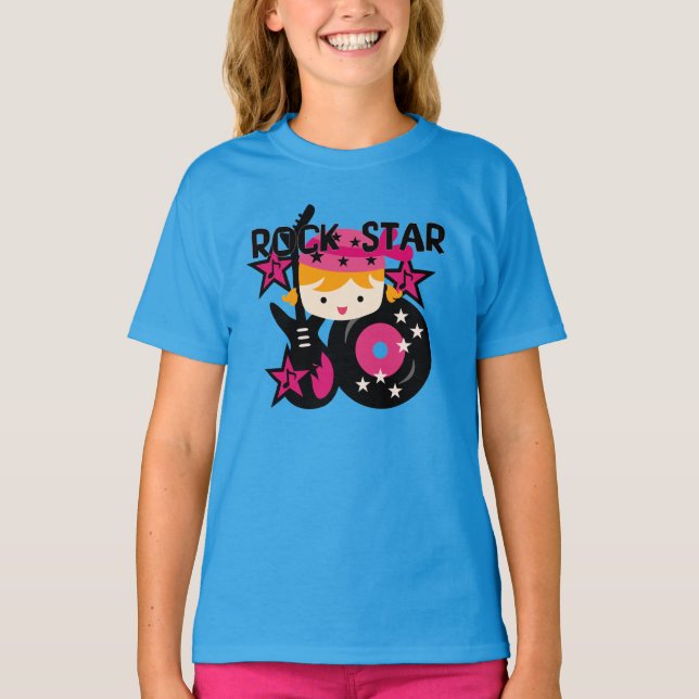 T-shirt Fille blonde de vedette du rock (Devant)