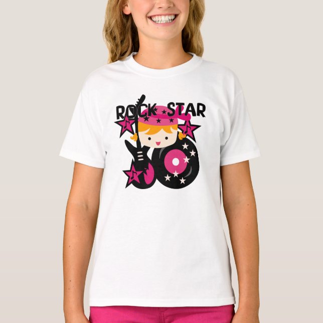 T-shirt Fille blonde de vedette du rock (Devant)