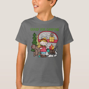 T-shirt Fille blonde folle pour camper