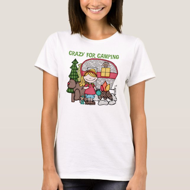 T-shirt Fille blonde folle pour camper (Devant)