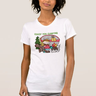 T-shirt Fille blonde folle pour camper
