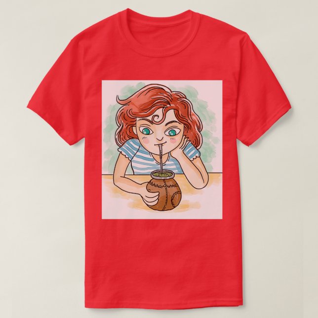 T-shirt fille boire yerba maté chaud infusion (Design devant)