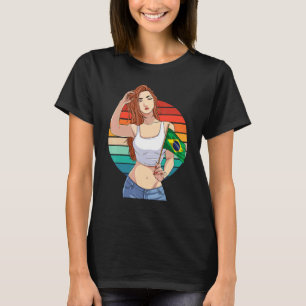 T-shirt Fille brésilienne Fierté du Brésil Drapeau Brasil