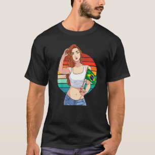 T-shirt Fille brésilienne Fierté du Brésil Drapeau du Brés