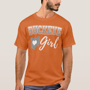 T-shirt Fille Buckeye Ohio Maison Cœur État Carte Forme Fe