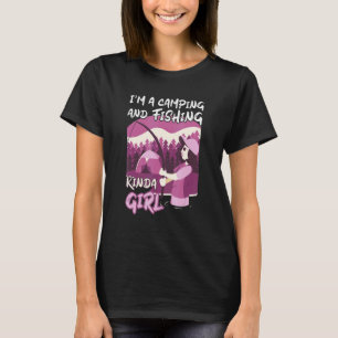 T-shirt Fille Canne à Pêche Feu de Camp Poisson Femme Camp