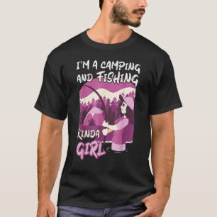 T-shirt Fille Canne à Pêche Feu de Camp Poisson Femme Camp