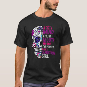 T-shirt Fille Capricorne Dia De Los Muertos Crâne de Sucre
