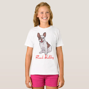 T-Shirt Fille Cartoon Chien Chiot Bouledogue Franç