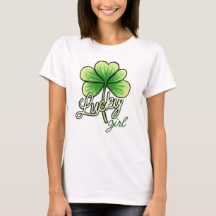 T-shirt Fille Chanceuse Trèfle Saint Patrick