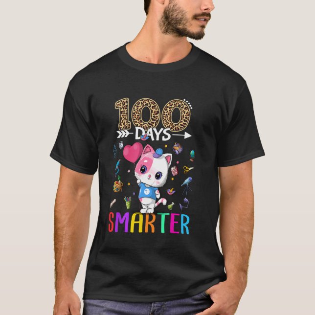T-shirt Fille chat mignonne plus intelligente après 100 jo (Devant)
