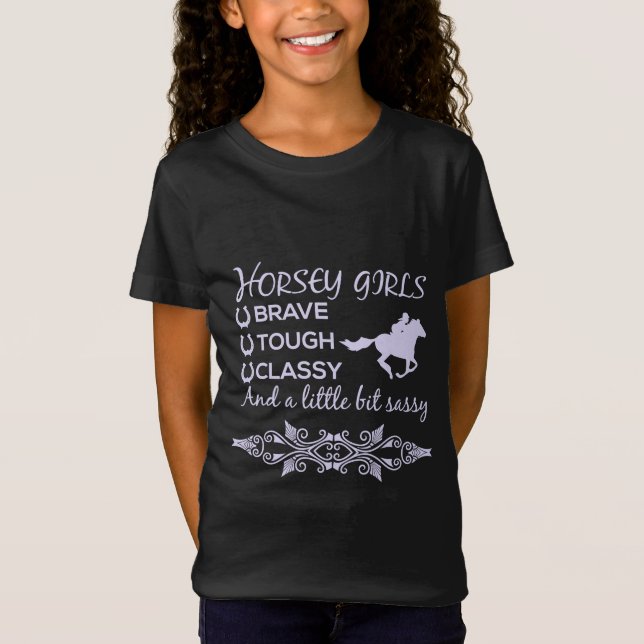 T-shirt fille Cheval de classe brave (Devant)