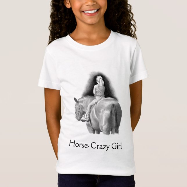 T-Shirt Fille Cheval-Folle : Équitation de fille d'art de (Devant)