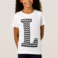 T-shirt fille Chevron L Monogram noir et blanc