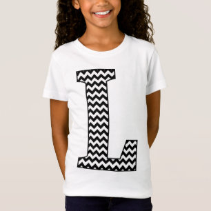 T-shirt fille Chevron L Monogram noir et blanc