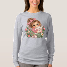 Fille Chibi Mignonne Broderie Style Floral Automne
