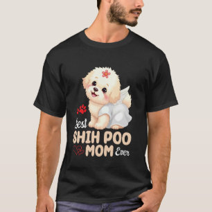 T-shirt Fille Chien Meilleure Maman Shih Poo Mère Vie Four