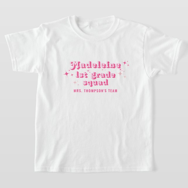 T-shirt Fille Classe Rose Nom de l'enseignant Équipe Équip (Poser)