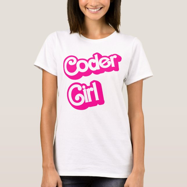 T-shirt Fille codeuse Ordinateur rose Geek Programmeur (Devant)