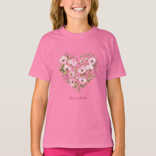 T-shirt Fille Coeur Rose