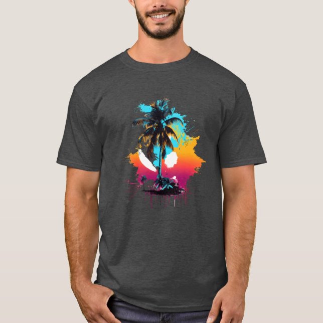 T-shirt Fille colorée cocotier style 90 (Devant)