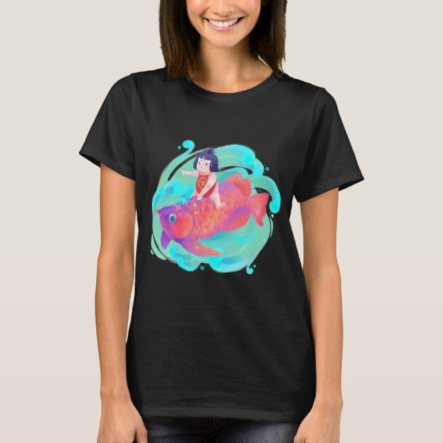 T-shirt Fille Colorée & Poisson (Devant)