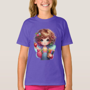 T-shirt Fille colorée prête pour le plaisir scolaire