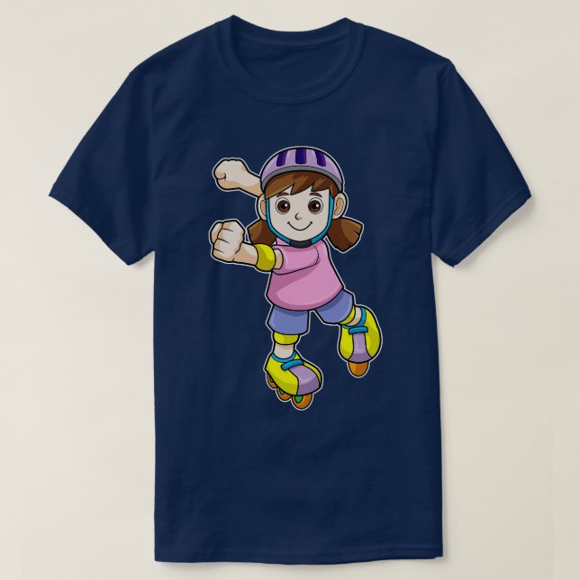 T-shirt Fille comme patineur avec casque de patinage (Design devant)