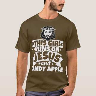 T-shirt Fille court sur Jésus et bonbon pomme766