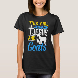 T-shirt Fille court sur Jésus et chèvres Chèvre pour femme