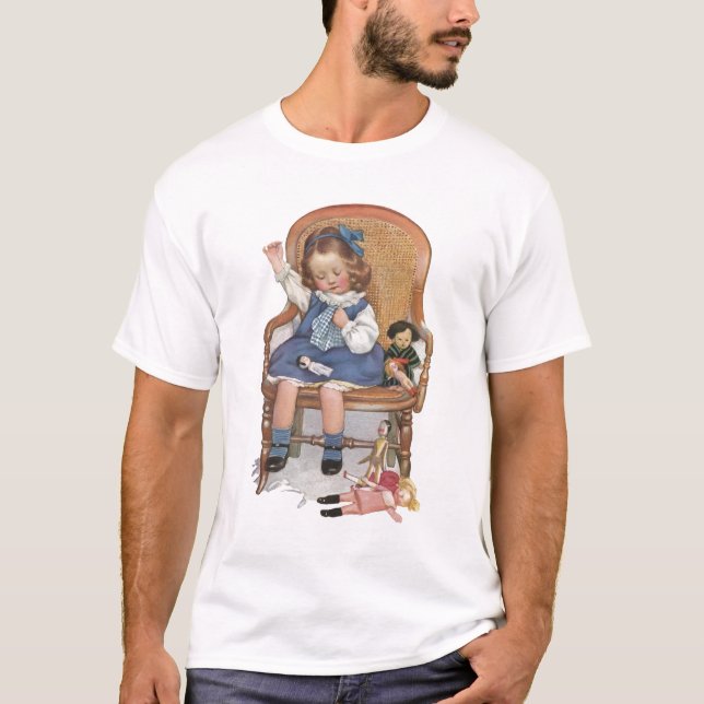 T-shirt Fille cousant des poupées (Devant)