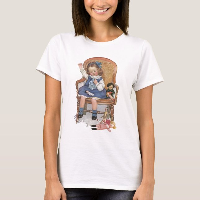 T-shirt Fille cousant des poupées (Devant)