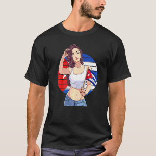 T-shirt Fille Cubanita Drapeau Cuba Fierté Hispanique Cuba