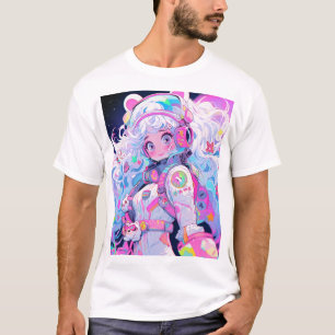 T-shirt Fille d'anime astronaute pastel espace Kawaii Moe