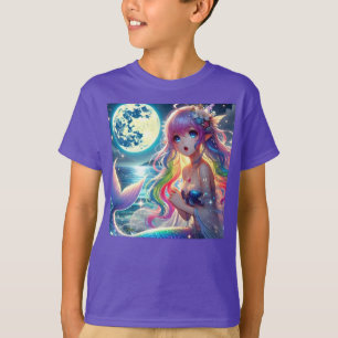 T-shirt Fille d'anime chantant clair de lune pixie mermaid