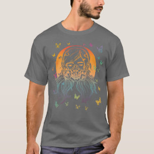 T-shirt Fille d'Anime colorée avec masque à gaz et papillo