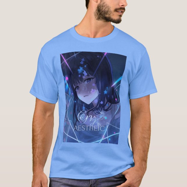 T-shirt Fille d'anime pleure dans un esthétique néon vinta (Devant)