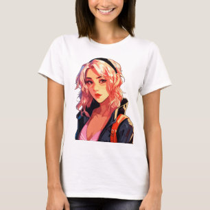 T-shirt Fille d'anime radieuse : Belle art manga