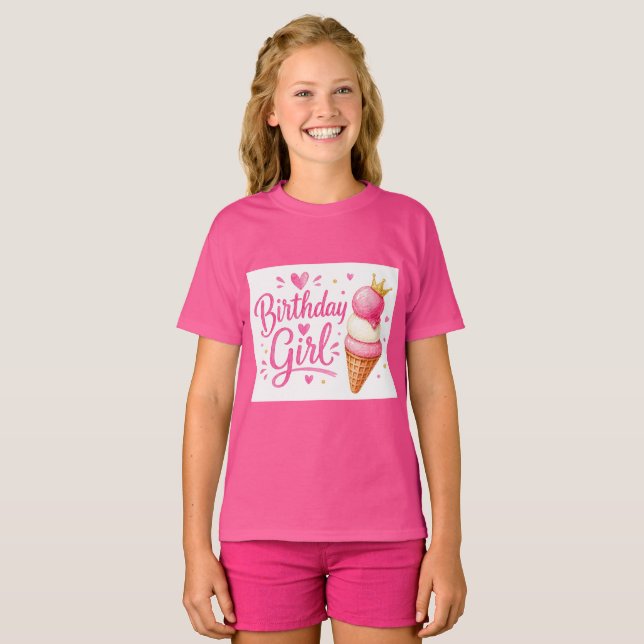 T-shirt Fille d'anniversaire (Devant entier)