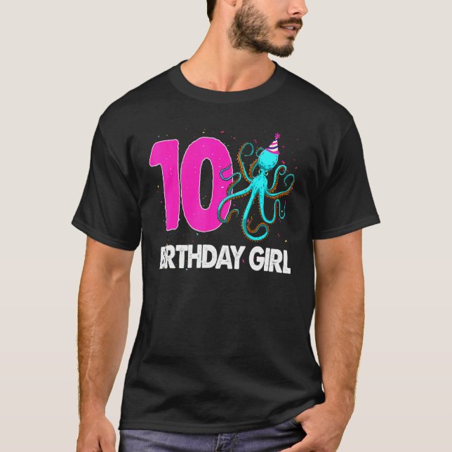 T-shirt Fille d'anniversaire 10 Octopus Love (Devant)