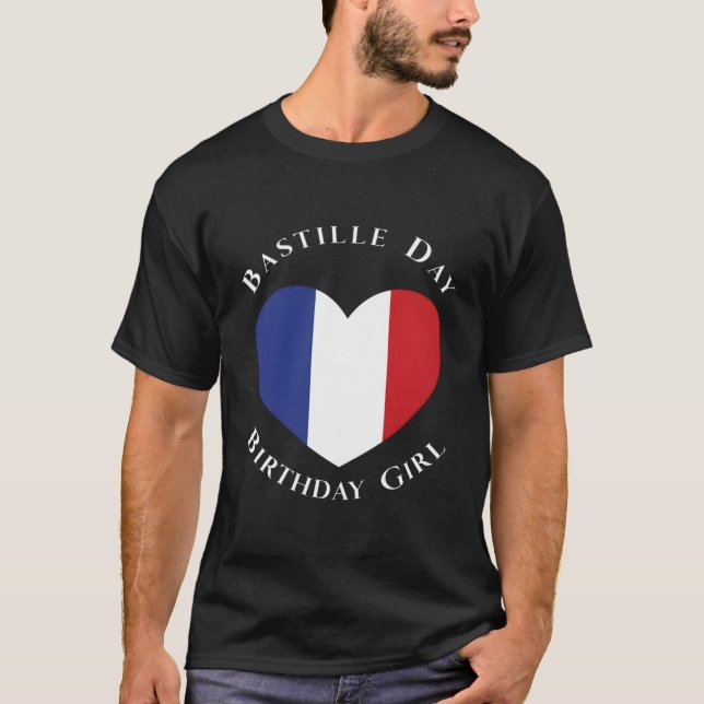 T-shirt Fille D'Anniversaire 14 Juillet Drapeau H (Devant)