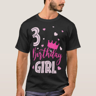 T-shirt Fille d'anniversaire 3 ans mignonne rose jumelle f