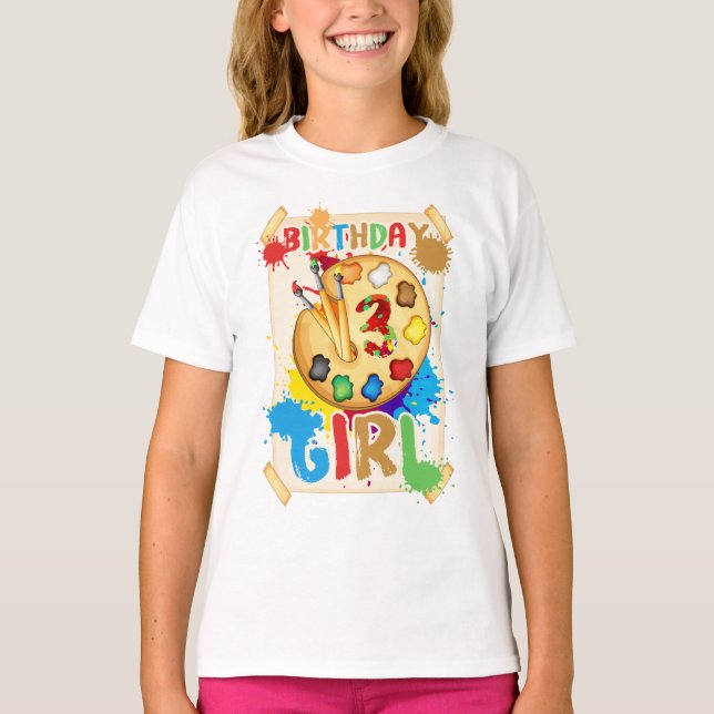 T-shirt Fille d'anniversaire 3 ans Vieux Art Painting Part (Devant)
