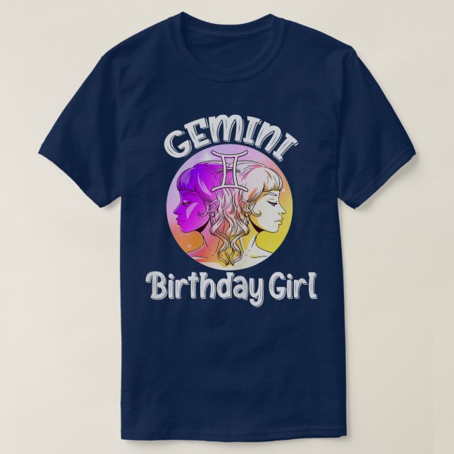 T-SHIRT FILLE D'ANNIVERSAIRE DE GEMINI (Design devant)
