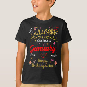 T-shirt Fille d'anniversaire de janvier Une reine est née