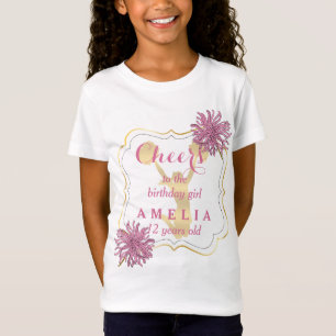 T-Shirt Fille d'anniversaire de pom-pom girl d'acclamation
