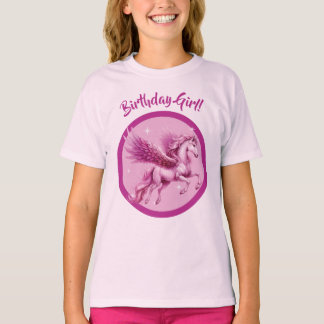 T-shirt "Fille d'anniversaire !" Design Imaginaire rose Pe
