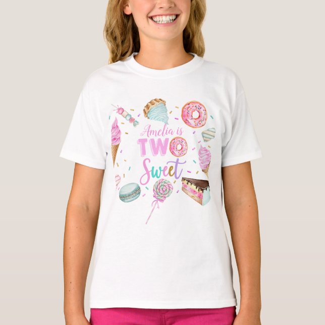 T-shirt fille d'anniversaire deux dessert doux (Devant)